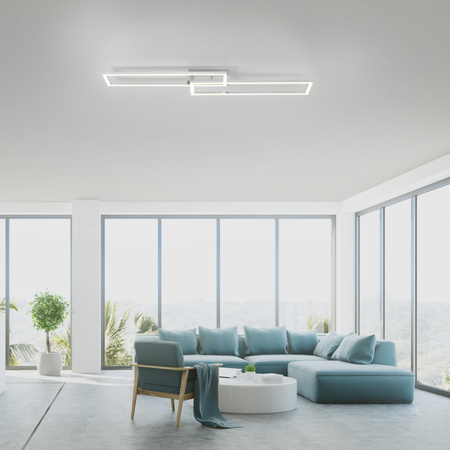 Lampa sufitowa srebrne dwie ramki LED prostokątne z funkcją ściemniania SwitchMo IVEN Just Light 14691-55