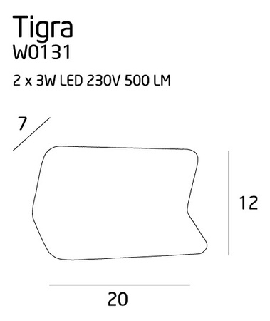 MAXLIGHT W0131 KINKIET TIGRA I BIAŁY, 2x3W
