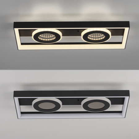 Czarna lampa sufitowa ramka LED TRAFORO Paul Neuhaus 6854-18 sterowana pilotem
