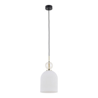 Lampa wisząca pojedyńcza karbowany szklany klosz z ozdobną szklaną kulą SOPHIA BIG COGNAC WHITE 1xE27 Tk Lighting 11374