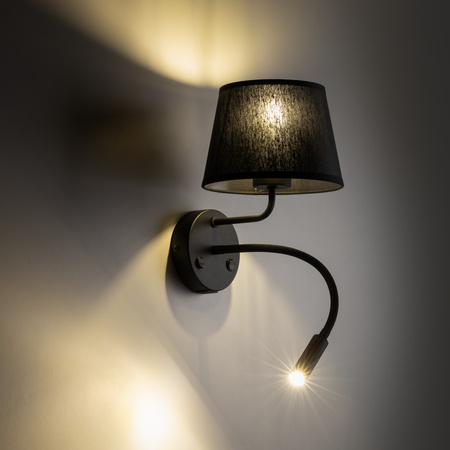 MAJA BLACK KINKIET  2 E27+ G9 + USB TK Lighting 10203