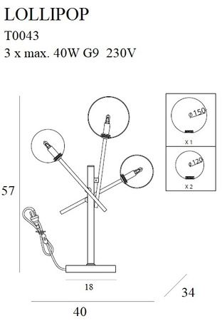 MAXLIGHT T0043 LAMPA STOŁOWA LOLLIPOP BLACK