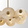 Designerska lampa wisząca złota matowa z okrągłymi płaskimi ryflowanymi kloszami Maxlight P0643 Allure