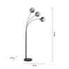 Lampa podłogowa czarna w kształcie łuku trzy dymione szklane klosze ZEA Just LIght 15422-18