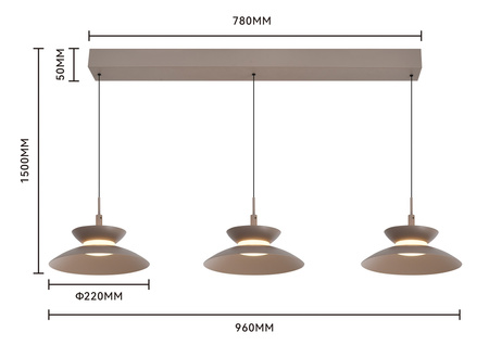 Lampa wisząca trójka prosta Gubbio kaszmirowa Aviano Lighting 7060-313