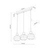 Potrójny zwis lampa wisząca szklana z elementami drewna MELIA 3xE27 Tk Lighting 11091