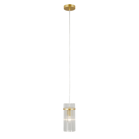 Pojedyńcza złota lampa wisząca ze szklanymi elementami 1xE14 Merto Italux PND-40930-1A-GD