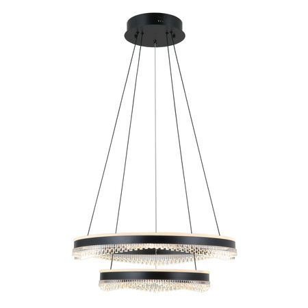 Lampa wisząca czarne ringi ze zmianą barwy światła Morte Italux PND-34535-2L-BK