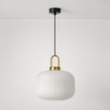 Lampa wisząca z białym kloszem w ryfle DIOP Kaja Lighting K-5890