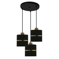 Assam lampa wisząca talerz czarny+złoty 3x60w e27 abażur czarny+złoty pasek Candellux 33-17468