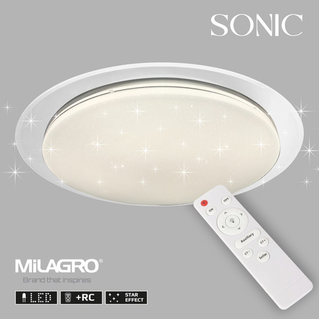 Duży plafon sufitowy SONIC 100W LED Ø850 sterowany pilotem Milagro ML6411