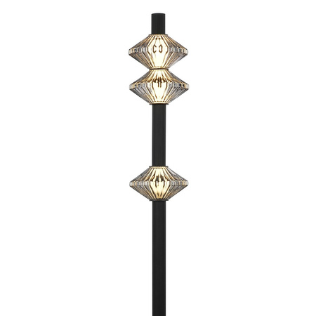 Czarna lampa podłogowa ryflowana tuba ze szklanymi kloszami Padre 19W LED Milagro ML2802