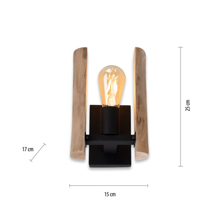 Kinkiet drewniany na dekoracyjną żarówkę LOG 1xE27 Just Light 15701-79