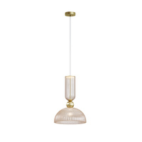 Złota lampa wisząca ryflowane bursztynowy klosz o średnicy 30cm Antic MOD302PL-01CG1 Maytoni
