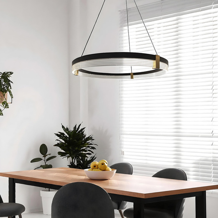 Lampa wisząca Plum Triangle 60 cm czarno-transparentna LED CCT Light Prestige LP-0407/1P M BK Triangle