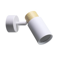 Claro lampa kinkiet biały 1x15W GU10 klosz biały+drewniany Candellux 91-27702