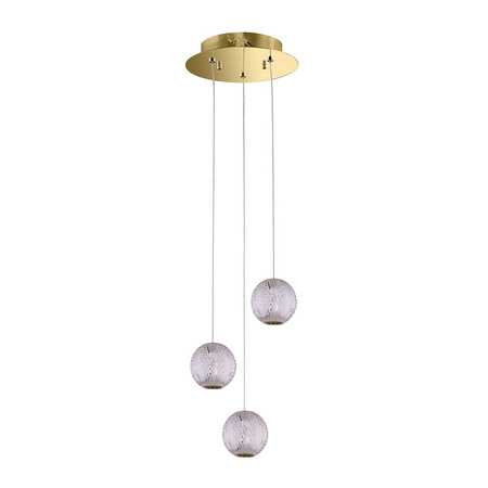 Lampa wisząca złota trzy akrylowe kule 3xLED 3000K Rosario Italux PND-12220121-3A-GD