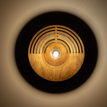 Okrągły ozdobny kinkiet drewniany 30cm ze szklanym kloszem LUNAR WOOD 1xG9 Tk Lighting 11014