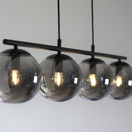 Czarna lampa wisząca 4 dymione kule szklane na belce BIG WIDOW 4xE14 Just Light 14604-18