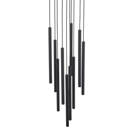 Lampa wisząca dziesięć cienkich ryflowanych rurek FERRO BLACK 10XG9 KOŁO Tk Lighting 11492