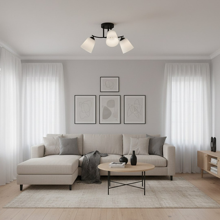 Czarna potrójna lampa sufitowa Pafos Black do salonu 3xE27 Milagro ML2257