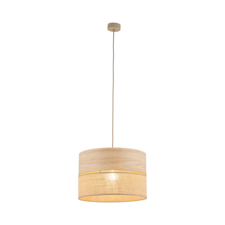 Lampa wisząca boho dzielony abażur 38cm z juty i imitacji drewna DORMA WOOD JUTA 1xE27 Tk Lighting 11786