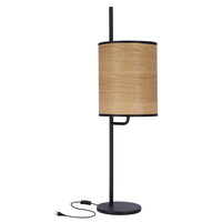 ZETA LAMPA STOŁOWA CZARNY 1X40W E27 ABAŻUR ORZECHOWY Candellux 41-25401
