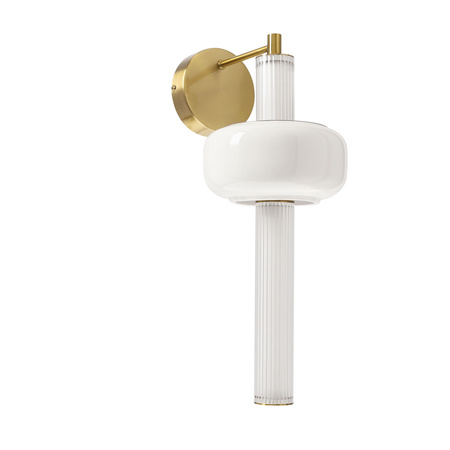 Kinkiet mosiężny biała tuba z kloszem PURAS 12W LED 3000K Candellux Studio 21-50601