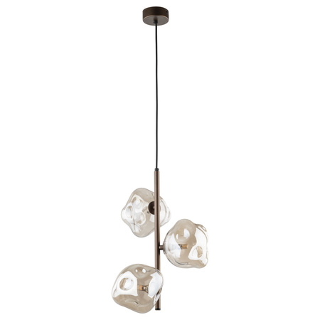 Lampa wisząca z trzema niregularnymi szklanymi kloszami na jedym zwisie LAVA BROWN 3xG9 Tk Lighting 11036