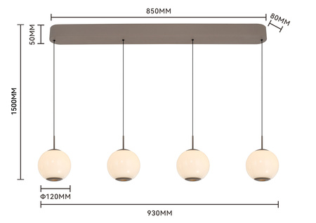 Lampa wisząca czwórka prosta LED Luberon kaszmirowa Aviano Lighting 7051-413