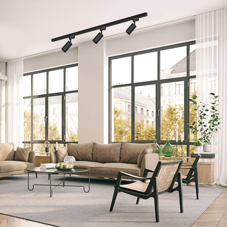 Zestaw Szynoprzewód 3xPipe GU10 + Prowadnica 1,5m - Czarny ML8719