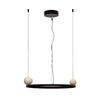 Lampa wisząca czarny okrąg 50cm LED z dekoracyjnymi kulami z kamienia Solaris 3000K Maxlight P0613