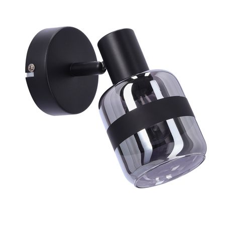YUKI LAMPA KINKIET CZARNY MATOWY 1X15W E14 KLOSZ DYMIONY Candellux 91-13415