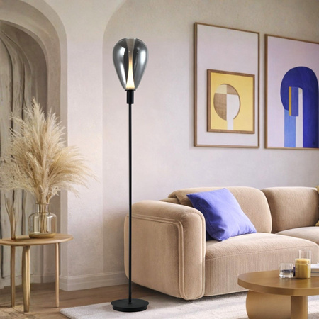 Lampa podłogowa czarna z dymionym szklanym kloszem DENSO 20 1xG9 Candellux Studio 51-51141