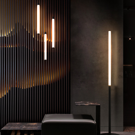 Prosta czarna lampa podłogowa świecąca tuba LED 3000K Ray Maytoni Z012FL-L18B3K
