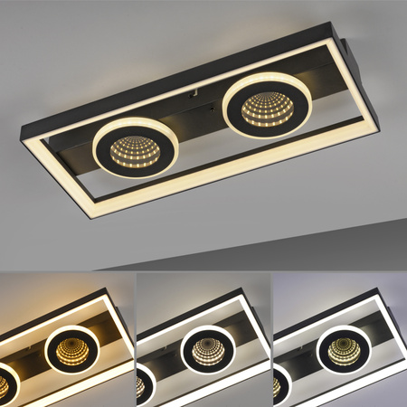 Czarna lampa sufitowa ramka LED TRAFORO Paul Neuhaus 6854-18 sterowana pilotem