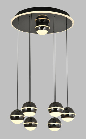 Lampa wisząca siódemka okrągła Biarritz czarny chrom Aviano Lighting 5047-805