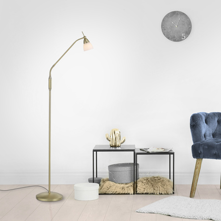 Lampa podłogowa matowy mosiądz z giętkim ramieniem i szklanym kloszem na dotyk PINO 1xG9 Paul Neuhaus 400-60