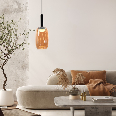 Lampa wisząca z bursztynowym szklanym kloszem BUENO 1xGX53 Candellux Studio 31-50458