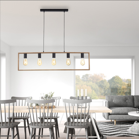 Lampa wisząca drewniana ramka na pięć żarówek RANKY 5xE27 Just Light 15653-18