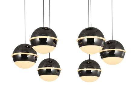 Lampa wisząca siódemka okrągła Biarritz czarny chrom Aviano Lighting 5047-805