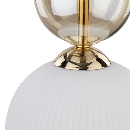 Lampa wisząca z białym ryflowanym kloszem i ozdobną bursztynową kulą SOPHIA COGNAC WHITE 1xE14 Tk Lighting 11020