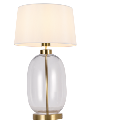 Szklana lampa stołowa z białym abazurem VAZE 1xE27 Zuma Line T4108-WH+CL