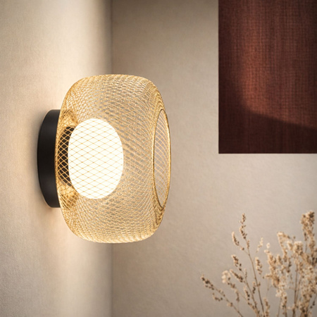 Lampa sufitowa okrągła 32cm siatkowa złota metalowa obudowa wraz z białym kloszem SOPRA 32 1xGX53 Candellux Studio 31-50977