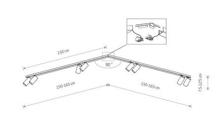 Lampa sufitowa oprawa MONO CORNER VIII 2x150 BLACK/GOLD Nowodvorski 7700