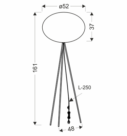 Lampa podłogowa na trójnogu abażur mist 52 czarny kula MELLOW  1xE27 Candellux Studio 51-41944