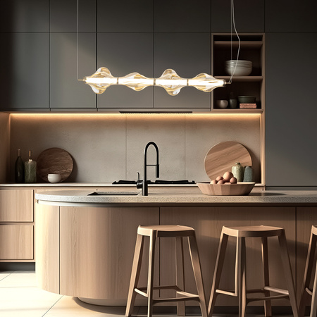 Podłużna pozioma lampa wisząca z efektywnego szkła ELVA BRASS LED 30W Tk Lighting 18216