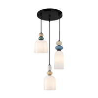 Lampa wisząca potrójna do salonu z ceramiki i szkła 3xE27 Bonata Italux PND-36573-3-BK-WH