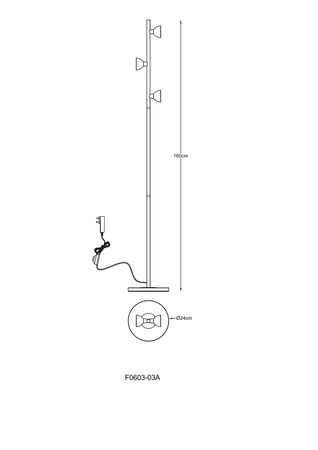 Lampa podłogowa złota 3 klosze na pionowym profilu BOSTON LED 3000K Zuma Line F0603-03A-F7B1