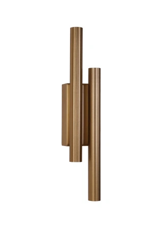 Kinkiet dwie ryflowane tuby led w kolorze szampańskim 3000K Unique Maxlight W0439